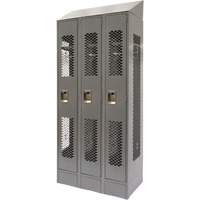 Vented Lockers, Bank of 3, 36" x 18" x 88", Steel, Grey, Knocked Down, Perforated Distribution Jean Lapalme