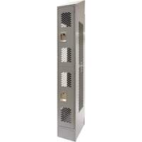 Vented Lockers, 2 -tier, 12" x 18" x 88", Steel, Grey, Knocked Down, Perforated Distribution Jean Lapalme