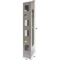 Vented Lockers, 2 -tier, 12" x 18" x 88", Steel, Grey, Knocked Down, Perforated Distribution Jean Lapalme