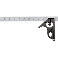 Combination Squares with Square Head - No. 33H Series with Forged & Hardened Steel Heads, 4" L, 1/64" Graduations, Steel, Satin Distribution Jean Lapalme