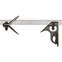 Combination Squares with Square Head & Centre Head - No. 33HC Series with Forged & Hardened Steel Heads, 12" L, 1/64" Graduations, Steel, Satin Distribution Jean Lapalme