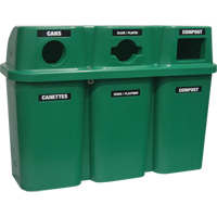 Contenants de recyclage Bullseye, Bord de rue, Plastique, 3 x 22 gal. US Distribution Jean Lapalme