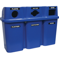 Contenants de recyclage Bullseye, Bord de rue, Plastique, 3 x 22 gal. US Distribution Jean Lapalme
