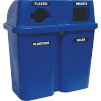 Contenants de recyclage Bullseye, Bord de rue, Plastique, 2 x 22 gal. US Distribution Jean Lapalme