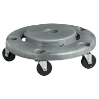 Socle roulant pour contenant &agrave; d&eacute;chets, Poly&eacute;thyl&egrave;ne, Gris, Convient aux contenants 24" dia. Distribution Jean Lapalme