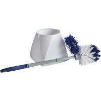Toilet Brush with Lip & Holder, 15" L, Synthetic Bristles, White Distribution Jean Lapalme