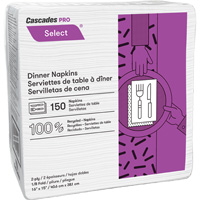 Pro Select&reg; 1/8 Fold Dinner Napkin, 2 Ply, 15" x 16" Distribution Jean Lapalme