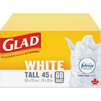 Tall 45L Febreze Garbage Bags, Regular, 24" W x 28" L, White Distribution Jean Lapalme
