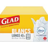 Tall 45L Febreze Garbage Bags, Regular, 24" W x 28" L, White Distribution Jean Lapalme