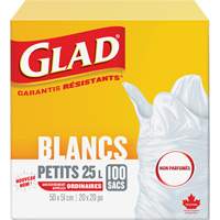 Small 25L Unscented Garbage Bags, Regular, 20" W x 20" L, White Distribution Jean Lapalme