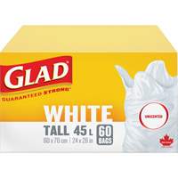 Sacs &agrave; ordures hauts 45 L sans parfum, R&eacute;gulier, 24" la x 28" lo, Blanc Distribution Jean Lapalme