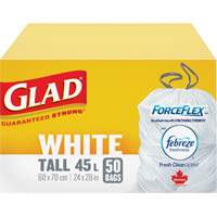 Sacs &agrave; ordures hauts 45 L avec Febreze, R&eacute;gulier, 24" la x 28" lo, Blanc Distribution Jean Lapalme