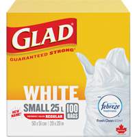 Small 25L Febreze Garbage Bags, Regular, 20" W x 20" L, White Distribution Jean Lapalme