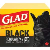 74L Garbage Bags, Regular, 26" W x 33" L, Black Distribution Jean Lapalme