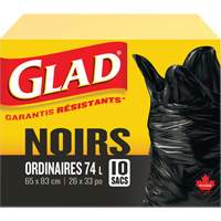 74L Garbage Bags, Regular, 26" W x 33" L, Black Distribution Jean Lapalme