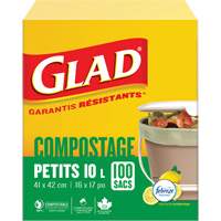 Small Compostable Bags, Regular, 17" L x 16" W, Brown, 10 L (3 Gal.) Capacity Distribution Jean Lapalme