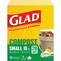 Small Compostable Bags, Regular, 17" L x 16" W, Brown, 10 L (3 Gal.) Capacity Distribution Jean Lapalme