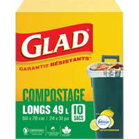 Tall Compostable Bags, Regular, 31" L x 24" W, Brown, 49 L (13 Gal.) Capacity Distribution Jean Lapalme