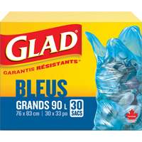 Sacs de recyclage 45 L, R&eacute;gulier, 30" la x 33" lo, Bleu Distribution Jean Lapalme