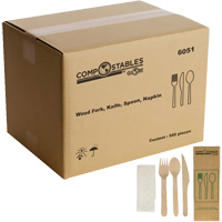 Wood Cutlery Set in Paper Bag Distribution Jean Lapalme