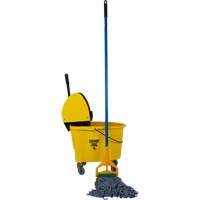 Ensemble professionnel de vadrouille et seau avec t&ecirc;te de vadrouille &agrave; bande blanche de 16 oz, Pression vers le bas, 8,75 gal. US (35 pintes), Jaune Distribution Jean Lapalme