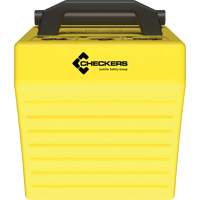Cale de roue ultra-robuste pour l'exploitation mini&egrave;re Checkers Safety, PEHD, Jaune, 14-1/2" la x 17-1/2" p x 16" h Distribution Jean Lapalme