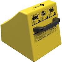 Cale de roue ultra-robuste pour l'exploitation mini&egrave;re Checkers Safety sans support, PEHD, Jaune, 14-1/2" la x 17-1/2" p x 16" h Distribution Jean Lapalme