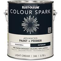 Peinture int&eacute;rieure pr&eacute;teint&eacute;e + appr&ecirc;t mural Colour Spark, Coton blanc, Semi-brillant, 3,78 L, Gallon Distribution Jean Lapalme