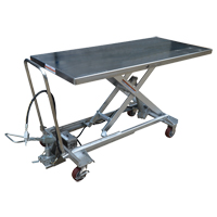 Table &eacute;l&eacute;vatrice &agrave; ciseaux hydraulique pneumatique, Acier inoxydable, 63" lo x 31-1/2" la, Cap. 1000 lb Distribution Jean Lapalme