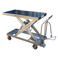 Table &eacute;l&eacute;vatrice &agrave; ciseaux hydraulique pneumatique, Acier inoxydable, 47-1/2" lo x 24" la, Cap. 2000 lb Distribution Jean Lapalme