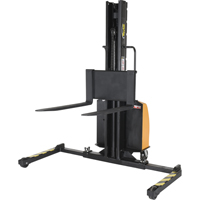 Narrow Mast Powered Lift Stacker, Electric Operated, 1500 lbs. Capacity, 63" Max Lift Distribution Jean Lapalme