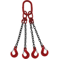 Chain Sling, Grade 80 Chain, Quadruple Legs, Oblong & Slip Hooks, 3/8" x 5' Distribution Jean Lapalme