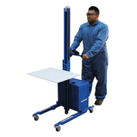 Gerbeur &agrave; plateforme &agrave; &eacute;l&eacute;vation rapide, M&eacute;canisme &eacute;lectrique, Capacit&eacute; de 175 lb, Levage max de 57" Distribution Jean Lapalme