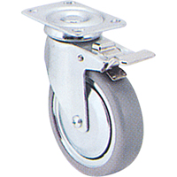 Roulette zingu&eacute;e, Pivotant avec frein, 4" (101,6 mm), Caoutchouc, 200 lb (91 kg) Distribution Jean Lapalme