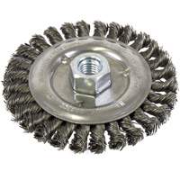 Brosse filet&eacute;e &agrave; fils nou&eacute;s et face standard, Dia. 5", Fils 0,022", Arbre 5/8"-11, Acier Distribution Jean Lapalme
