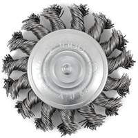 Brosse radiale &agrave; fils nou&eacute;s torsad&eacute;s mont&eacute; sur mandrin, Dia. 3", Fils 0,02", Arbre 1/4", Acier inoxydable Distribution Jean Lapalme