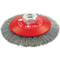 Brosse conique biseaut&eacute;e &agrave; fils sertis, haute performance, Dia. 4-1/2", Fils 0,014", Arbre 5/8"-11, Acier Distribution Jean Lapalme