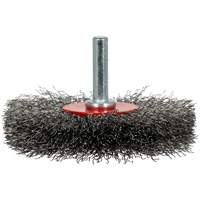 Brosse radiale &agrave; fils cr&ecirc;p&eacute;s mont&eacute; sur mandrin ER300-12, 3", Fils ,012" Distribution Jean Lapalme