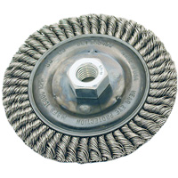 Brosse pour cordon de soudure, Dia. 4", Fils 0,022", Arbre 5/8"-11, Acier Distribution Jean Lapalme