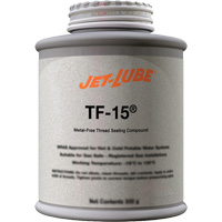 Compos&eacute; d'&eacute;tanch&eacute;it&eacute; sans m&eacute;tal pour raccord filet&eacute; TF-15, Canette &agrave; dessus brosse, 227 ml, -46° C - 315° C/50° F - 600° F Distribution Jean Lapalme