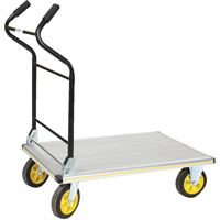 Chariot &agrave; plateforme avec poign&eacute;e ergonomique pliante, Aluminium, 660 lb, 35-1/2" lo x 24" la, Hauteur 41" Distribution Jean Lapalme