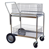 Chariot de bureau en treillis m&eacute;tallique pour le courrier, 200 lb Capacit&eacute;, Chrome, 23-3/4" p x 33-1/2" la x 38-1/4" h, Chrom&eacute; Distribution Jean Lapalme