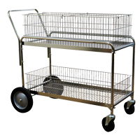 Chariot de bureau en treillis m&eacute;tallique pour le courrier, 250 lb Capacit&eacute;, Chrome, 23-3/4" p x 43" la x 38-1/2" h, Chrom&eacute; Distribution Jean Lapalme