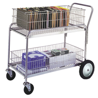 Chariot de bureau en treillis m&eacute;tallique pour le courrier, 250 lb Capacit&eacute;, Chrome, 23-3/4" p x 43" la x 38-1/2" h, Chrom&eacute; Distribution Jean Lapalme