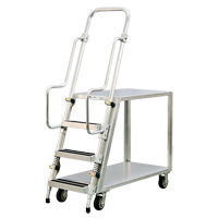 Chariot de pr&eacute;paration en aluminium avec &eacute;chelle, Aluminium, 22" la x 51-1/2" p, 2 tablettes, Capacit&eacute; 800 lb Distribution Jean Lapalme