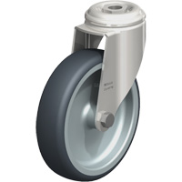 Roulette en &eacute;lastom&egrave;re thermoplastique acier inoxydable, Pivotant, Diam&egrave;tre 5" (127 mm), Capacit&eacute; 265 lb (120 kg) Distribution Jean Lapalme
