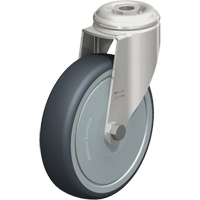 Roulette en &eacute;lastom&egrave;re thermoplastique acier inoxydable, Pivotant, Diam&egrave;tre 5" (127 mm), Capacit&eacute; 265 lb (120 kg) Distribution Jean Lapalme