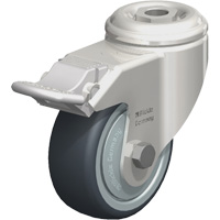 Roulette en &eacute;lastom&egrave;re thermoplastique acier inoxydable, Pivotant avec frein, Diam&egrave;tre 3-1/8" (79,5 mm), Capacit&eacute; 220 lb (100 kg) Distribution Jean Lapalme