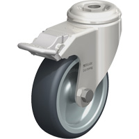 Stainless Steel Thermoplastic Elastomer Caster, Swivel with Brake, 4" (102 mm) Dia., 240 lbs. (108 kg.) Capacity Distribution Jean Lapalme