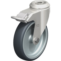 Roulette en &eacute;lastom&egrave;re thermoplastique acier inoxydable, Pivotant avec frein, Diam&egrave;tre 5" (127 mm), Capacit&eacute; 265 lb (120 kg) Distribution Jean Lapalme